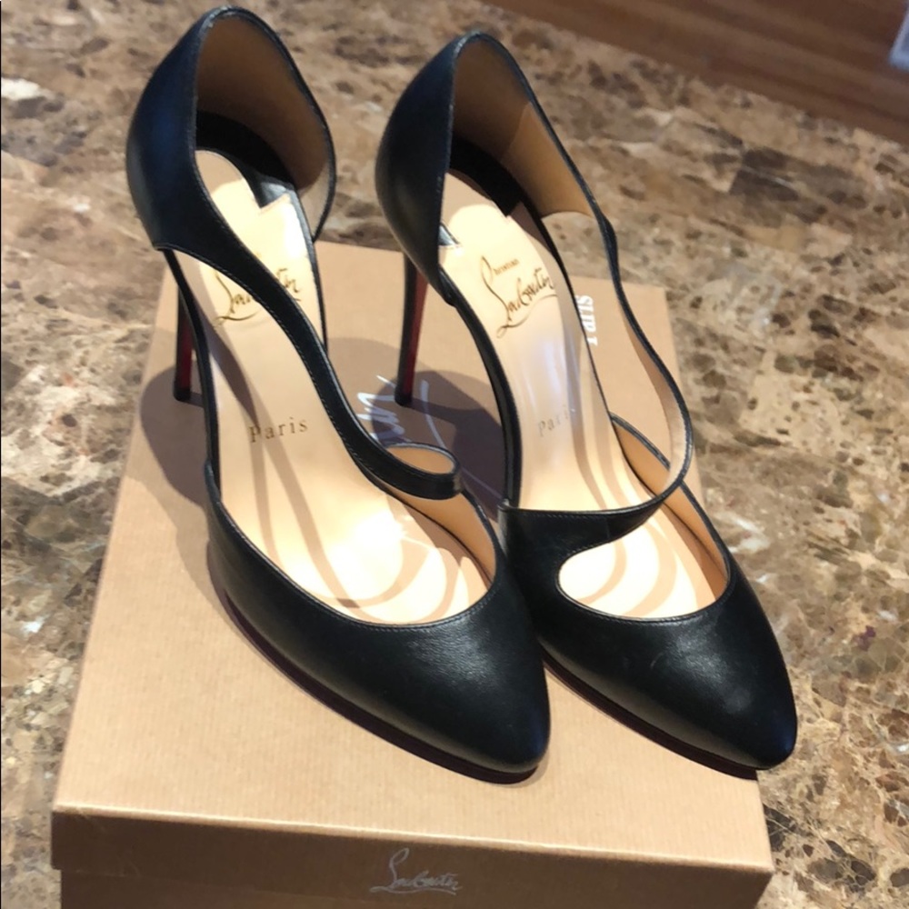 Louboutin black leather 100mm size 37